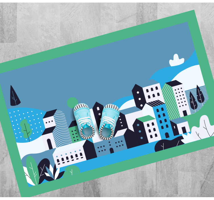 Mėlynas miesto peizažas vinilinis kilimėlis - „Tenstickers“