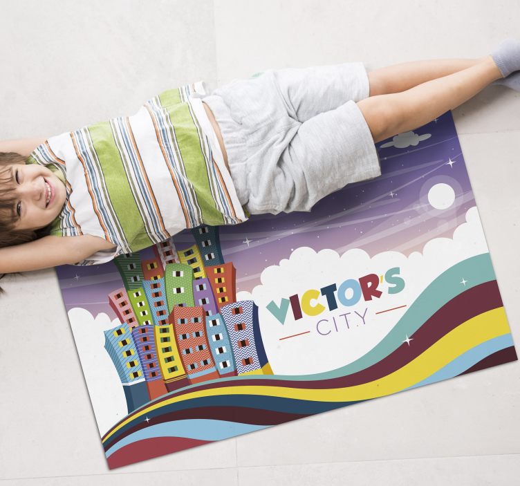 Miesto peizažas vaivorykštė vinyl kilimėlis su vardu - „Tenstickers“