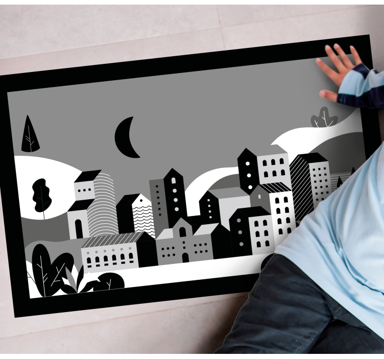 Miesto vaizdas juodai baltas modernus vinilinis kilimas - „Tenstickers“
