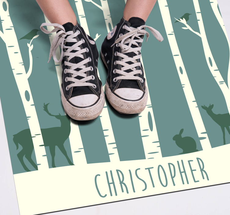 Miško draugų tema vinyl kilimėlis su vardu - „Tenstickers“