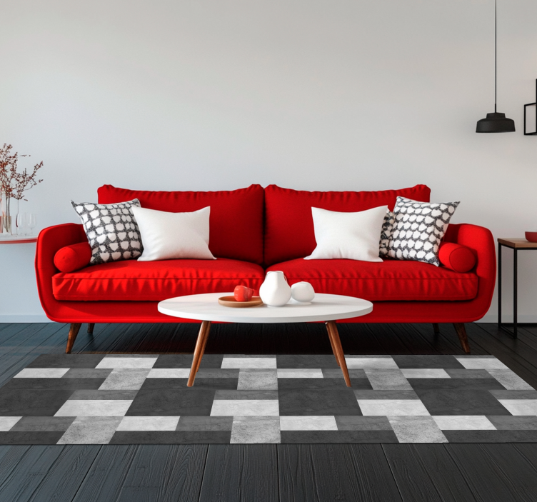 Modernus kvadratų dizainas juodos dizaino vinilo kilimėlias - „Tenstickers“