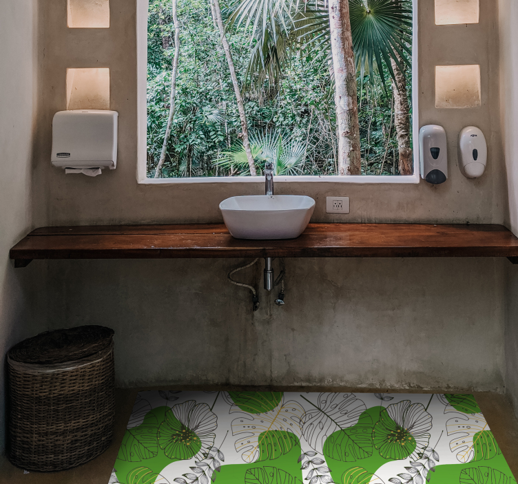 Monstera palieka svetainės vinilo kilimėlį - „Tenstickers“