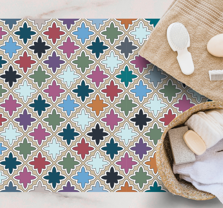 Mozaikinė vinilo kilimėlė gyvybinga gėlių kompozicija - „Tenstickers“