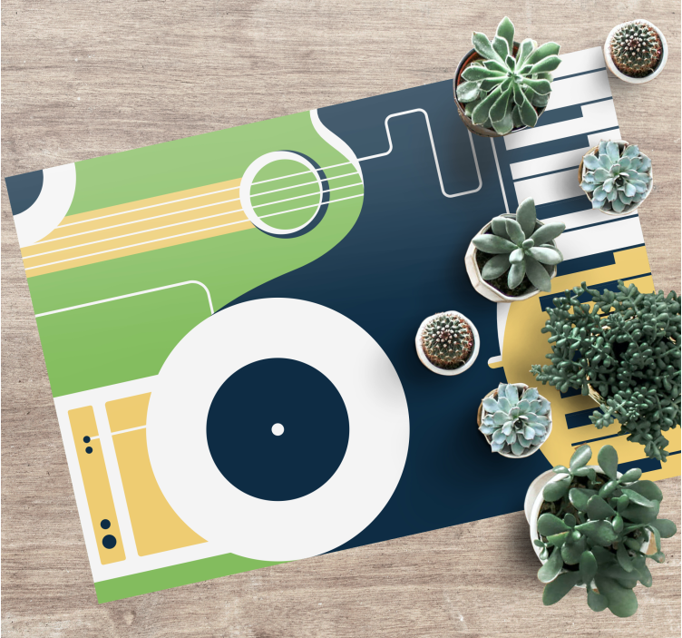 Muzikos instrumento motyvas stačiakampis viniliniai kilimas - „Tenstickers“