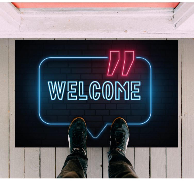 Neoninis mėlynas ženklas koridoriaus vinilinė kilimėlė - „Tenstickers“