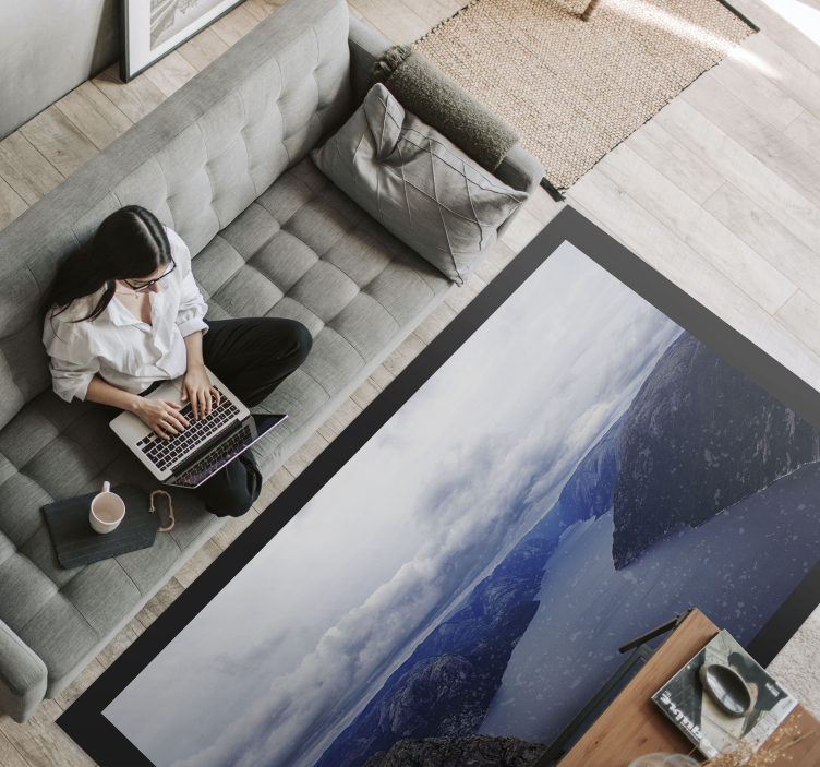 Norvegijos fjordas mėlynas vandens gamtos vinilo kilimas - „Tenstickers“