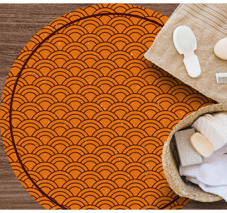 Oranžinės bangos raštas apskritimo formos vinilo kilimėlis - „Tenstickers“