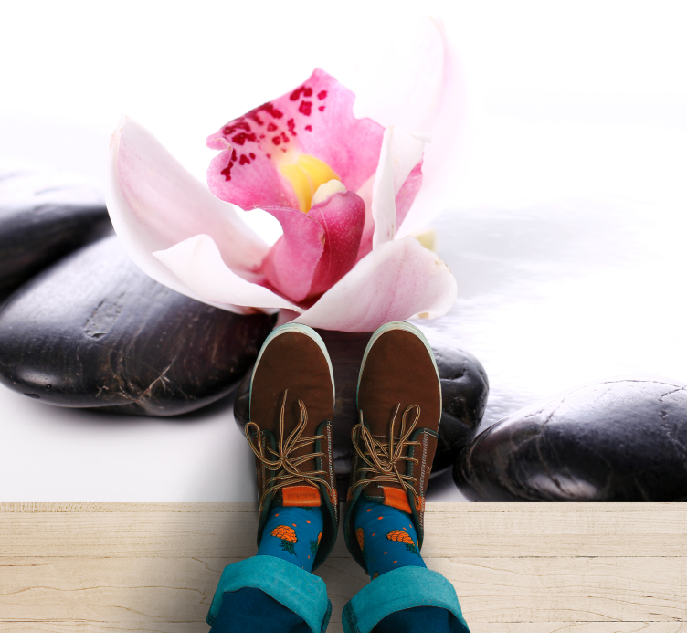 Orchidėja su akmenimis gėlių vinilo kilimas - „Tenstickers“