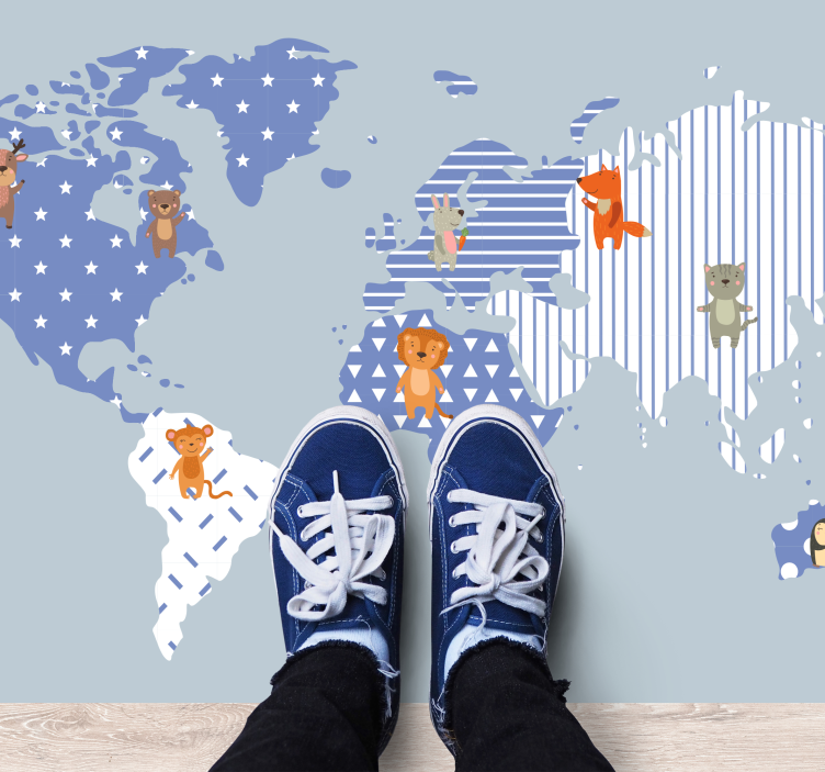 Pasaulio žemėlapio nuotykis vinilinis kilimėlis - „Tenstickers“