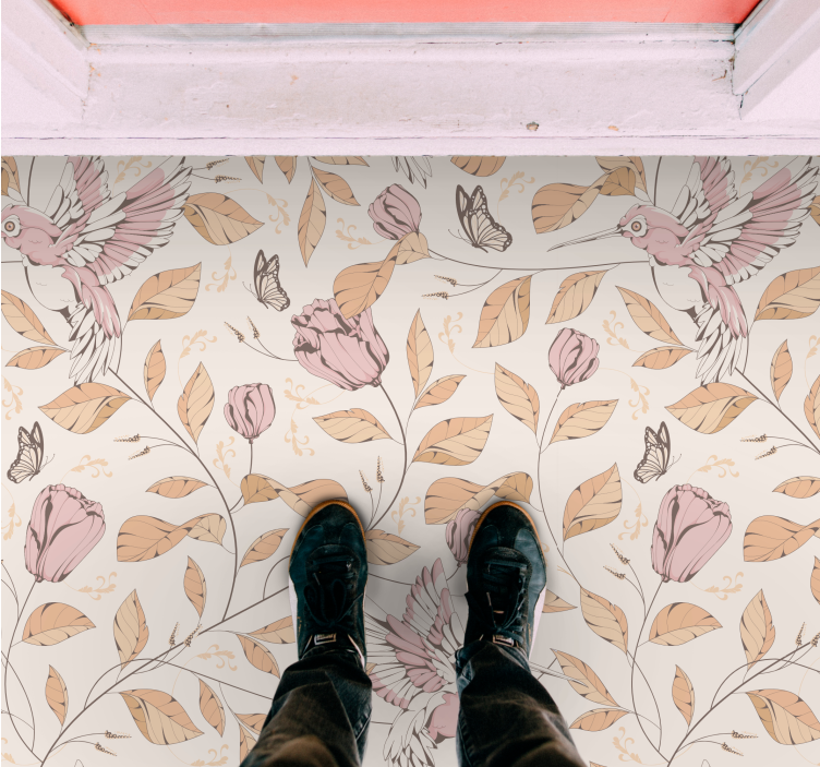 Pastelinė gėlių elegancija koridoriaus vinilinė kilimėlė - „Tenstickers“