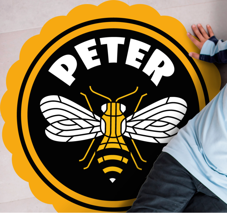 Personalizuota bičių emblema vinyl kilimėlis su vardu - „Tenstickers“