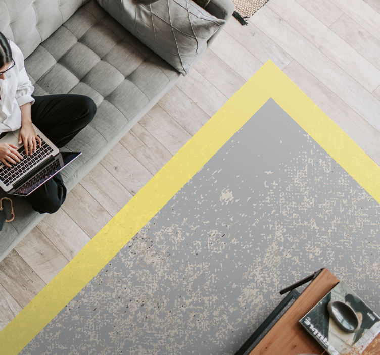 Geltonas rėmelis vinilinis kilimas svetainei - „Tenstickers“