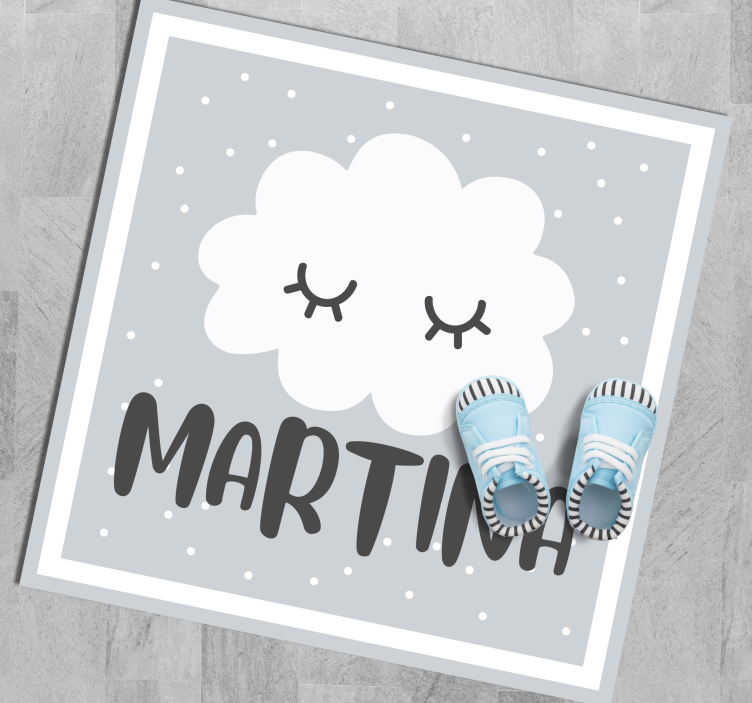 Pilkas debesis su vardu kilimas vaiko kambariui - „Tenstickers“