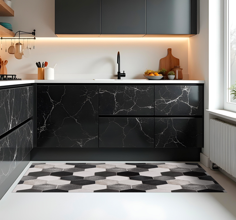 Pilki šešiakampiai kilimas virtuvei - „Tenstickers“