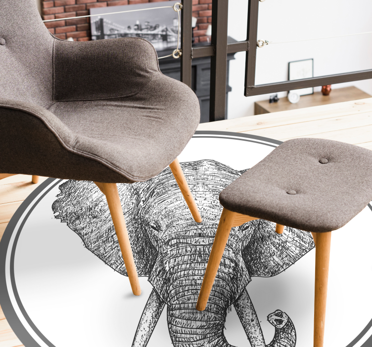 Pilko dramblio kontūras gyvūnų vinilo kilimėlis - „Tenstickers“