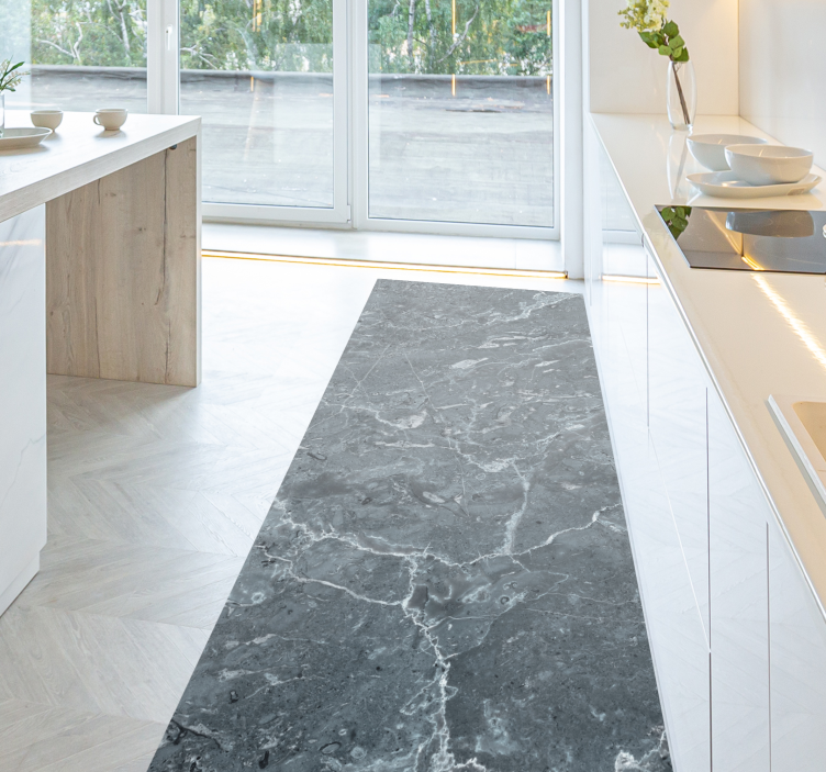 Pilko marmuro virtuvinis vinilinis kilimas - „Tenstickers“