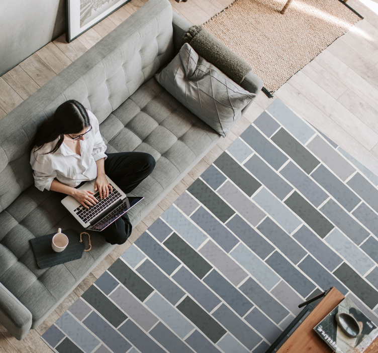 Pilkos plytos plytelių vinilo kilimas - „Tenstickers“