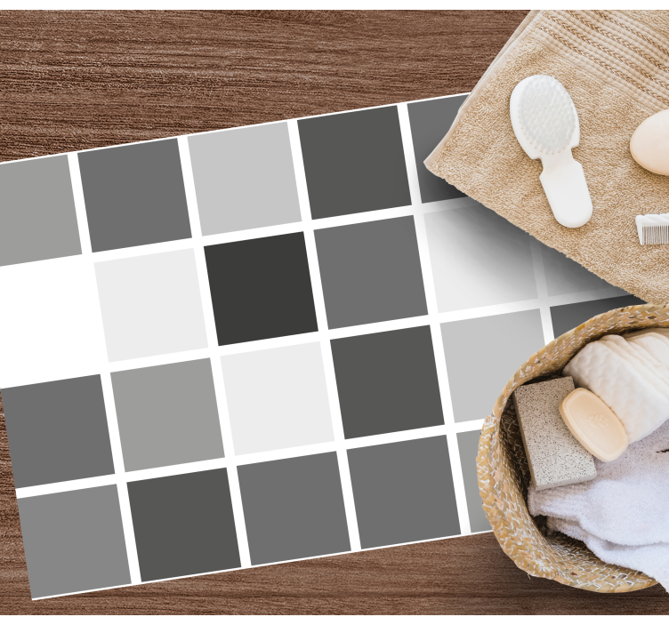 Pilkų tonų tinklelis vonios kambario vinilo kilimėlis - „Tenstickers“