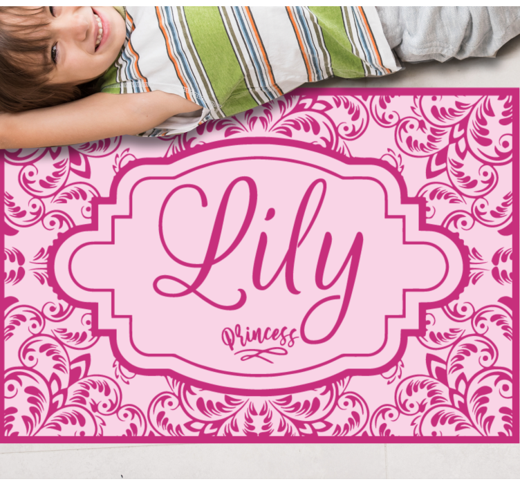 Princesės gėlių dizainas vinyl kilimėlis su vardu - „Tenstickers“