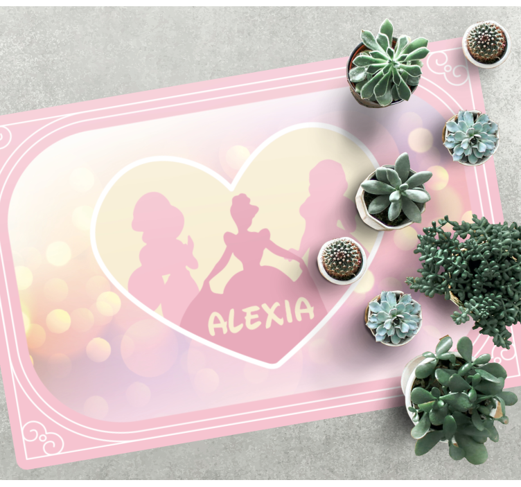 Princesės siluetas širdelė vinyl kilimėlis su vardu - „Tenstickers“