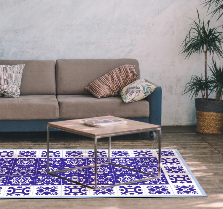 Puikus baltos ir mėlynos spalvos plytelių kilimas - „Tenstickers“