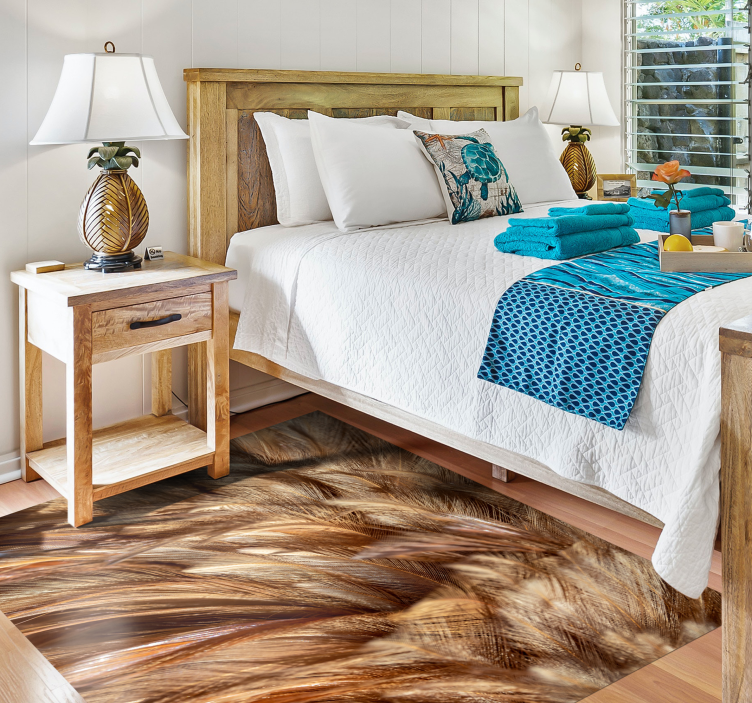 Pūkuotos uodegos plunksnos gyvūninės spalvos vinilo kilimas - „Tenstickers“