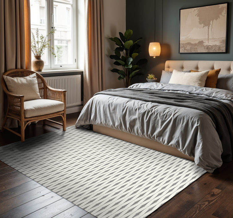 rabaul ikat pilka ir smėlio spalvos modernus vinilinis kilimas - „Tenstickers“