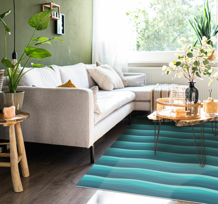 Ramios mėlynos bangos vinilinis kilimas svetainei - „Tenstickers“