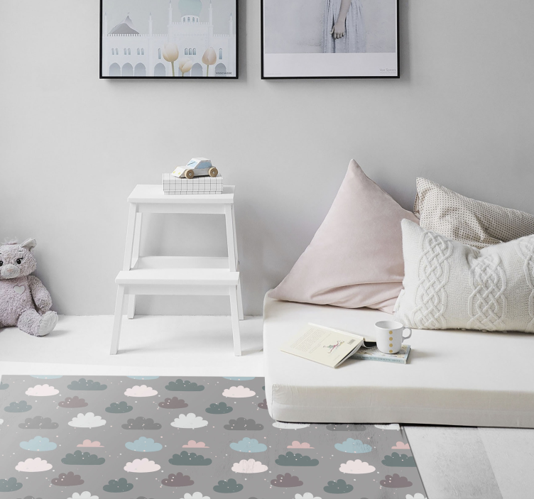 Raštuotų debesų vaikų vinilinis kilimas - „Tenstickers“