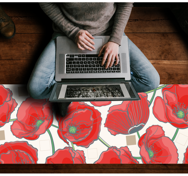 Raudonų žiedų rafinuotumas gėlių rašto kilimėlis - „Tenstickers“