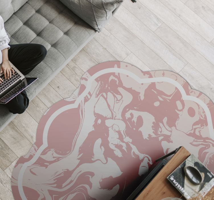 Rausvos ir baltos marmuro modernus kilimas - „Tenstickers“