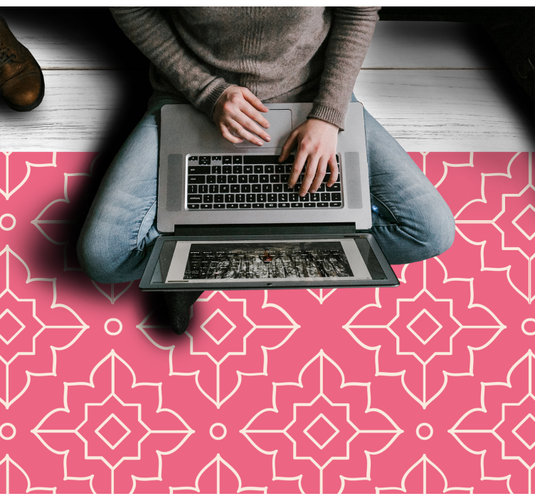 Rožinės grotelių motyvas geometriniai kilimas - „Tenstickers“