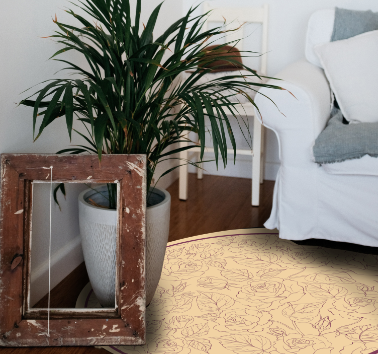 Rožių raštas apvalus gėlių rašto kilimėlis - „Tenstickers“