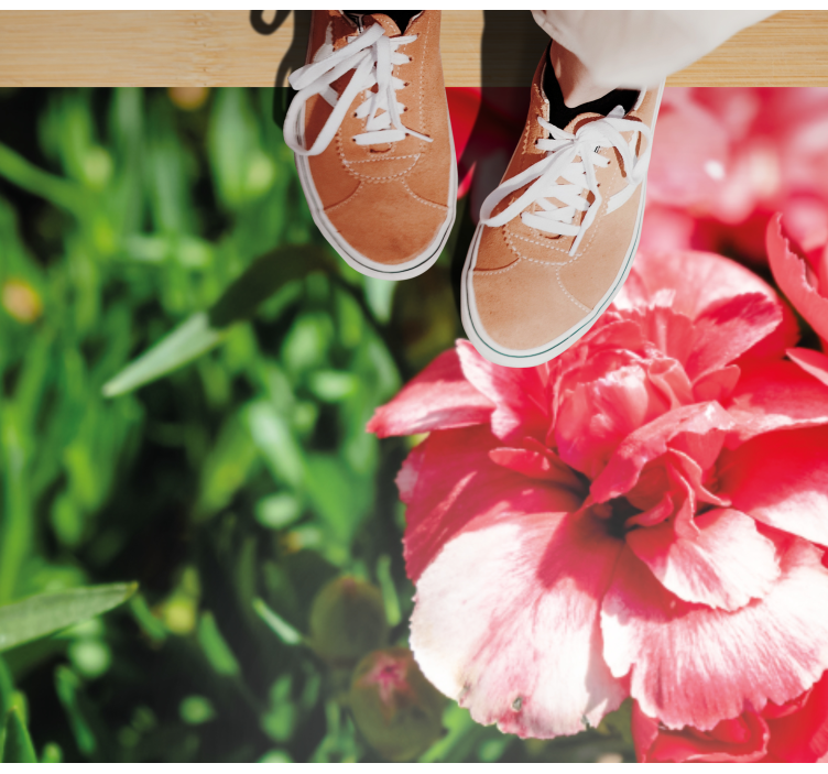 Rožiniai žiedai ir žolė gėlių rašto kilimėlis - „Tenstickers“