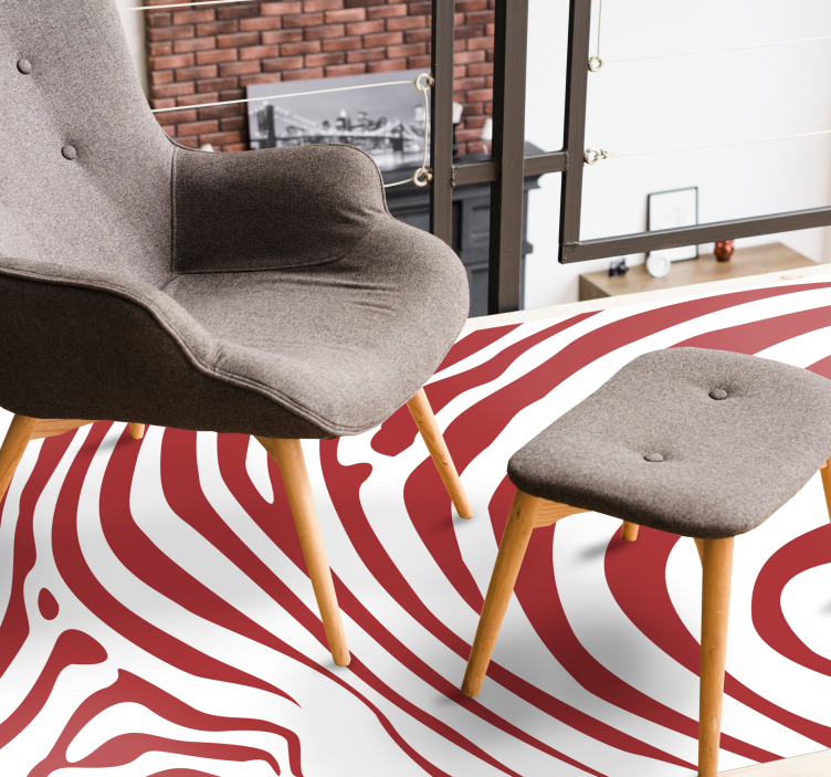 Ryškios raudonos bangos gyvūnų spaudos vinilo kilimėlis - „Tenstickers“