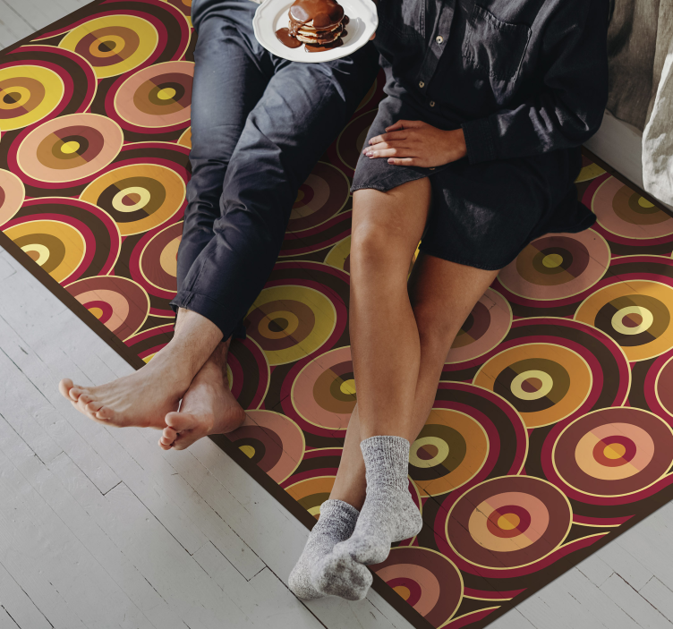 Ryškiai rudi apskritimai senoviniai viniliniai kilimas - „Tenstickers“