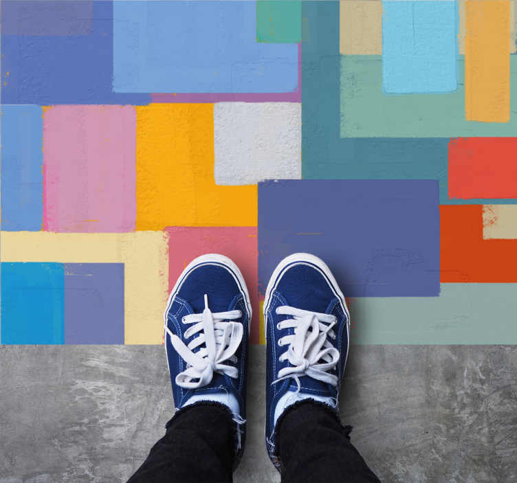 Ryškus blokų išdėstymas geometriniai kilimas - „Tenstickers“