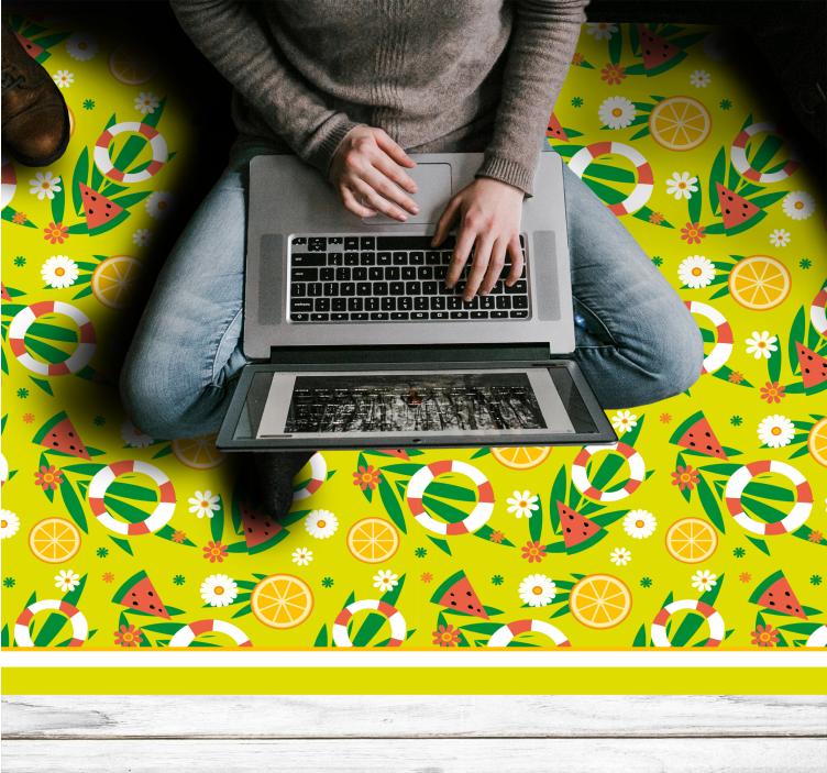 Ryškūs citrusinių vaisių raštai mozaikinė vinilo kilimėlė - „Tenstickers“