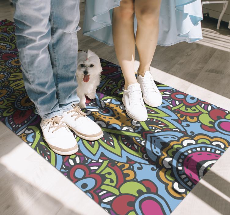 Ryškūs gėlių raštai mandala kilimėlis - „Tenstickers“