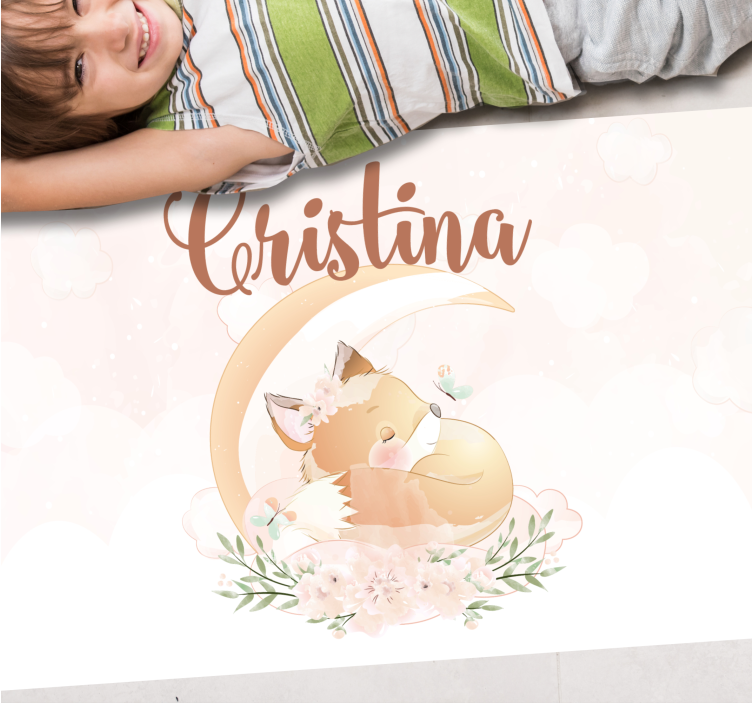 Saldžios lapės iliustracija vinyl kilimėlis su vardu - „Tenstickers“