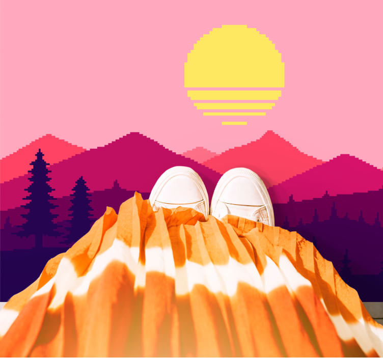 Saulėlydžio kalnų vaizdas gamtos vinilinis kilimas - „Tenstickers“