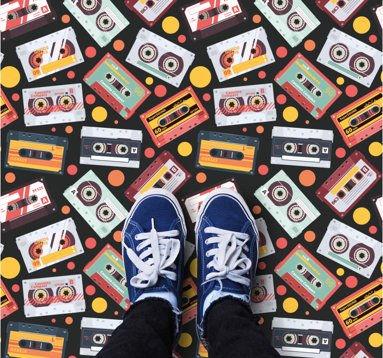 Senovinės kasetės rašto kvadratinis vinilo kilimas - „Tenstickers“