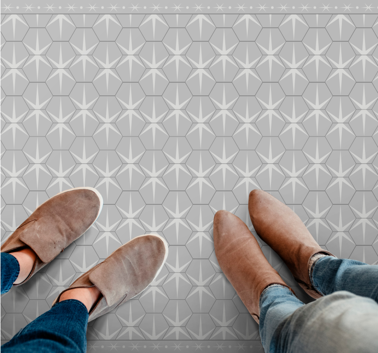 šešiakampis žvaigždės raštas pilka vinilo kilimėlis - „Tenstickers“