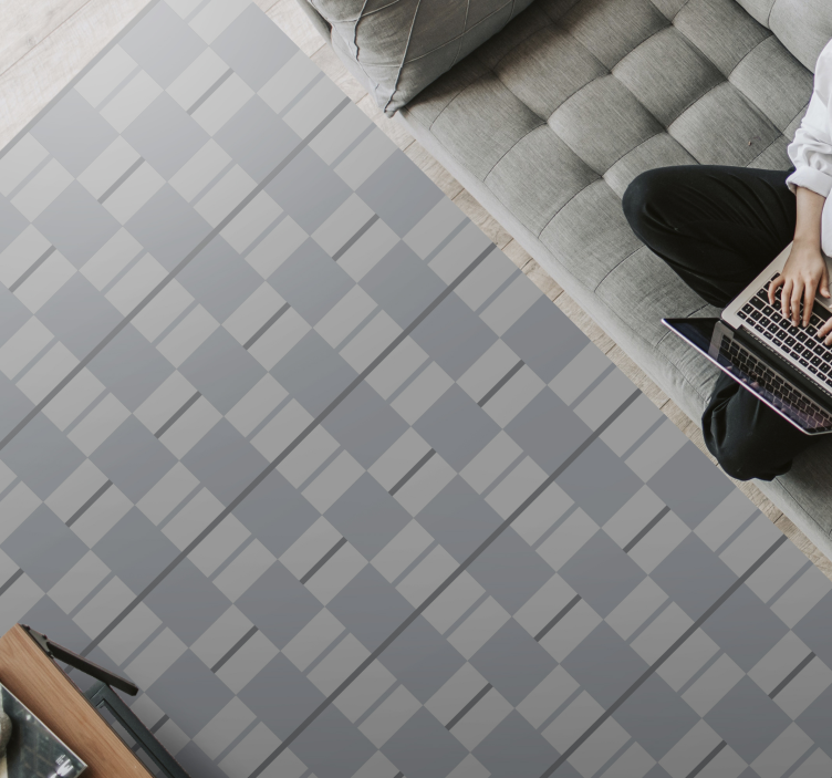 šiaurietiško stiliaus mėlynų kvadratų vinilinis kilimas - „Tenstickers“