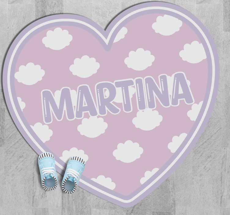 širdies formos su debesimis vinyl kilimėlis su vardu - „Tenstickers“