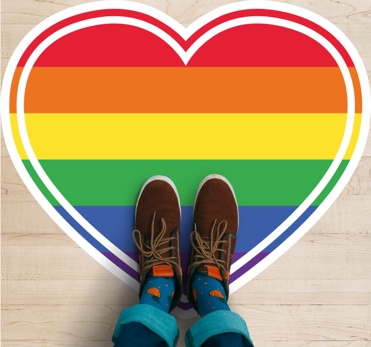 širdies vaivorykštės raštas tekstūrinis vinilinis kilima - „Tenstickers“