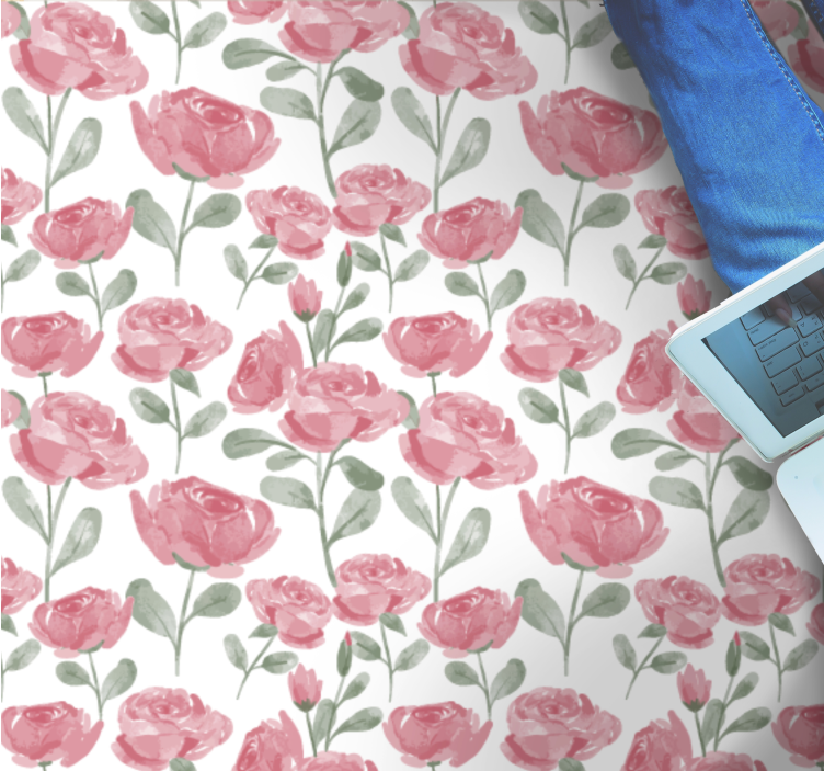 Aguonų botaninis motyvas gėlių rašto kilimėlis - „Tenstickers“