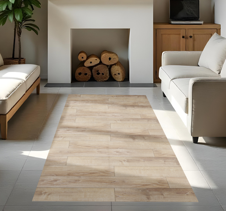 Smėlio spalvos parketo grindys medžio efekto kilimas - „Tenstickers“