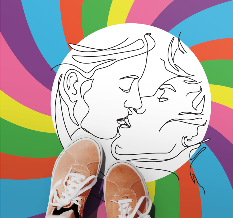 Spalvingas bučinio siluetas vinilinis kilimėlis - „Tenstickers“