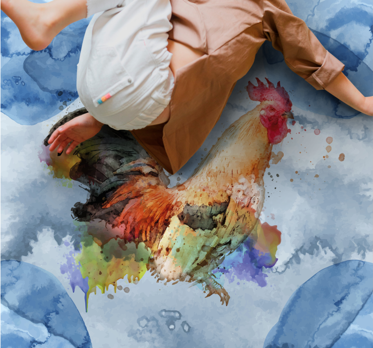 Akvarelinis gaidys gyvūnų vinilo kilimėlis - „Tenstickers“